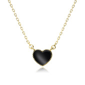 Colier argint placat cu aur galben cu inima cu email negru DiAmanti Z1813NG_B-DIA